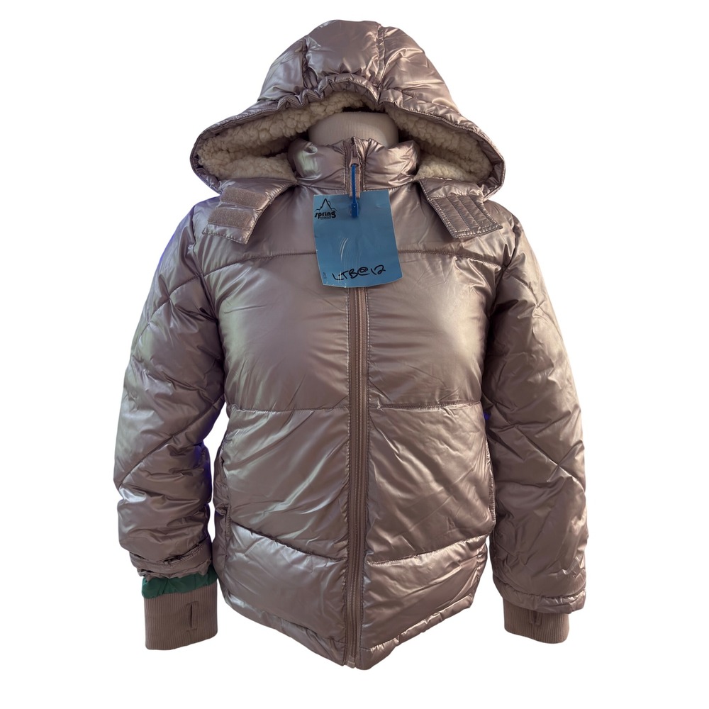 Thereabouts Puffer Jacket Kids Size M 10/12 Metallic Rose Gold Excellent Quilted